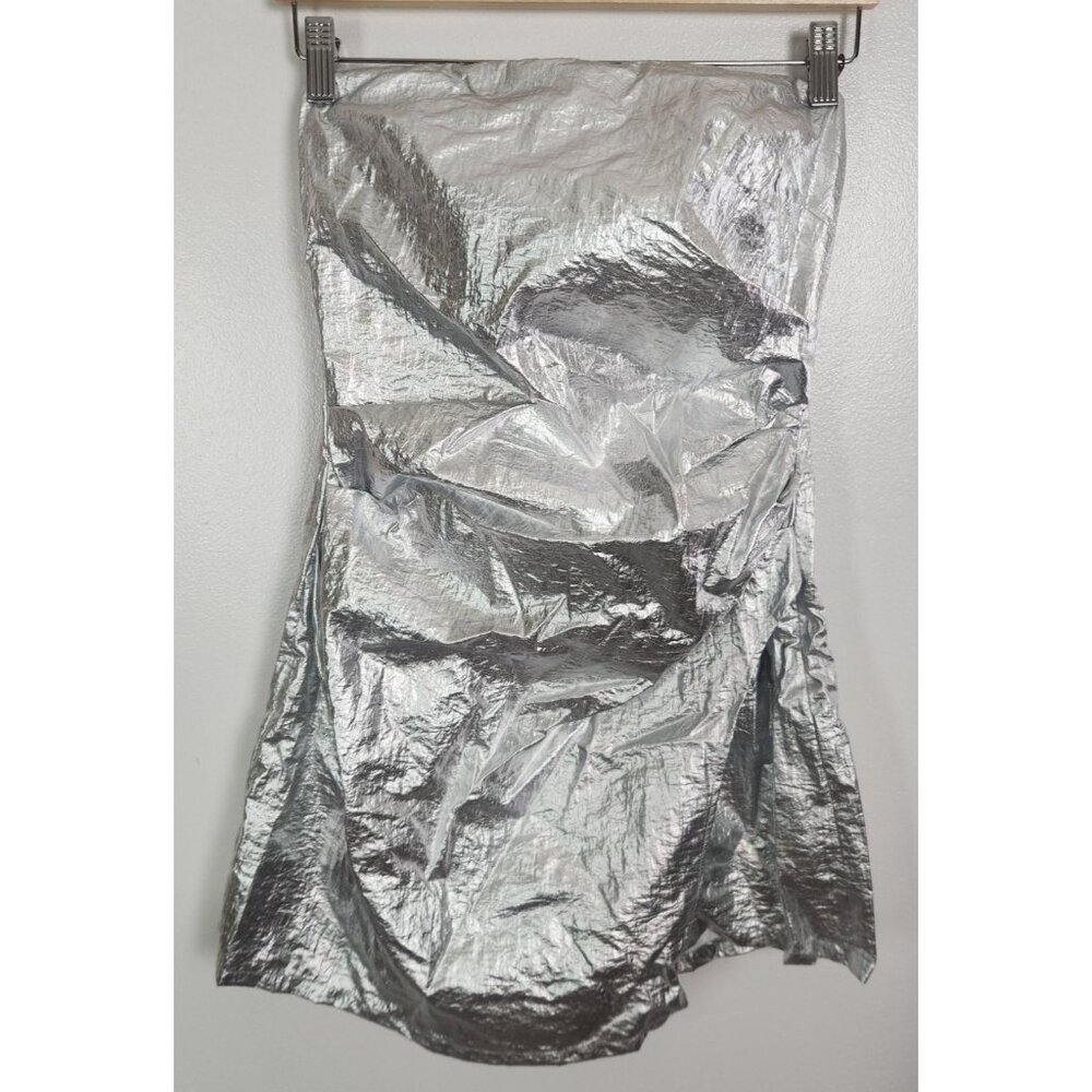 Zara Shimmering Silver Strapless Jumpsuit